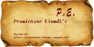 Promintzer Elemér névjegykártya